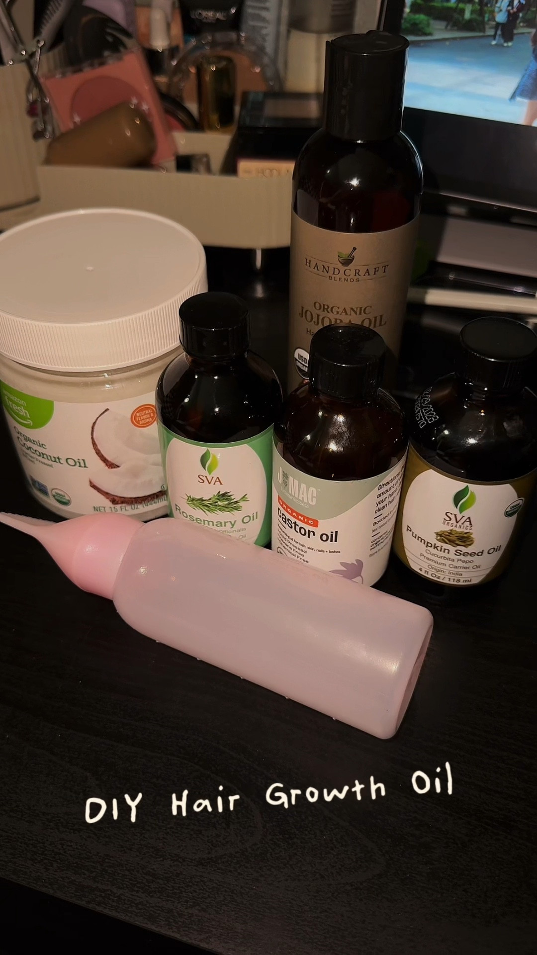 🌿 Castor Oil
	•	Rich in ricinoleic acid → boosts circulation to the scalp.
	•	Promotes hair growth + thickness.
	•	Helps with dandruff and scalp inflammation.
	•	Adds shine and locks in moisture (great for dry, brittle hair).

🌱 Pumpkin Seed Oil
	•	Packed with zinc + fatty acids → can help support hair growth.
	•	Blocks DHT (a hormone linked to hair thinning).
	•	Strengthens strands and reduces shedding.
	•	Adds softness and elasticity.

🌿 Rosemary Oil
	•	Increases scalp circulation (similar to minoxidil studies).
	•	Stimulates hair follicles for growth.
	•	Helps reduce dandruff + itchiness.
	•	Can darken hair slightly over time (deepens natural color).

🥥 Coconut Oil
	•	Penetrates the hair shaft better than most oils.
	•	Prevents protein loss (reduces breakage + split ends).
	•	Deeply moisturizing and adds shine.
	•	Antimicrobial → good for scalp health.

✨ Jojoba Oil
	•	Closest in structure to natural scalp sebum.
	•	Balances oil production → good for oily or dry scalps.
	•	Lightweight, non-greasy moisturizer.
	•	Helps reduce frizz + adds softness.

👉 Together, these oils can create a powerful hair growth + strengthening blend:
	•	Castor + rosemary for growth
	•	Pumpkin seed for reducing shedding
	•	Coconut for repair + deep hydration
	•	Jojoba for scalp balance



#LTKU #LTKBeauty