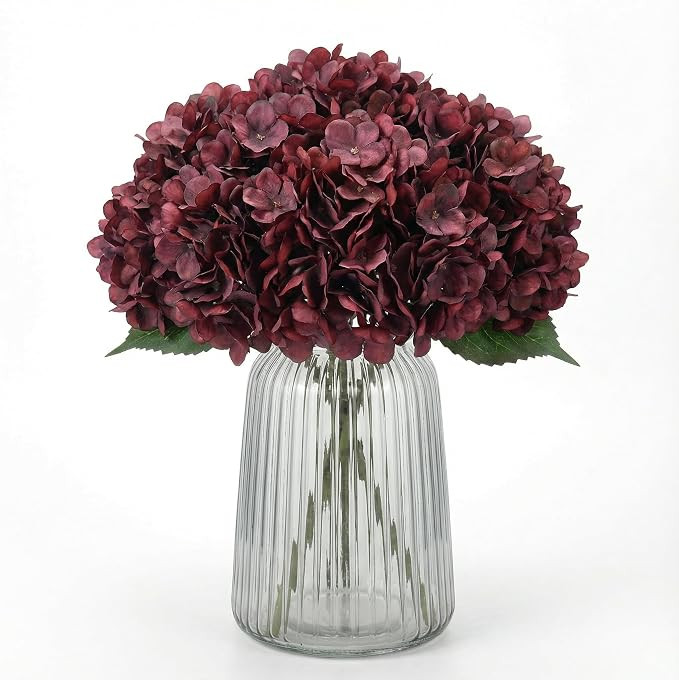 6PCS Artificial Fake Flowers Plants Silk Hydrangea 1 Flower Head Arrangements Wedding Bouquets De... | Amazon (US)