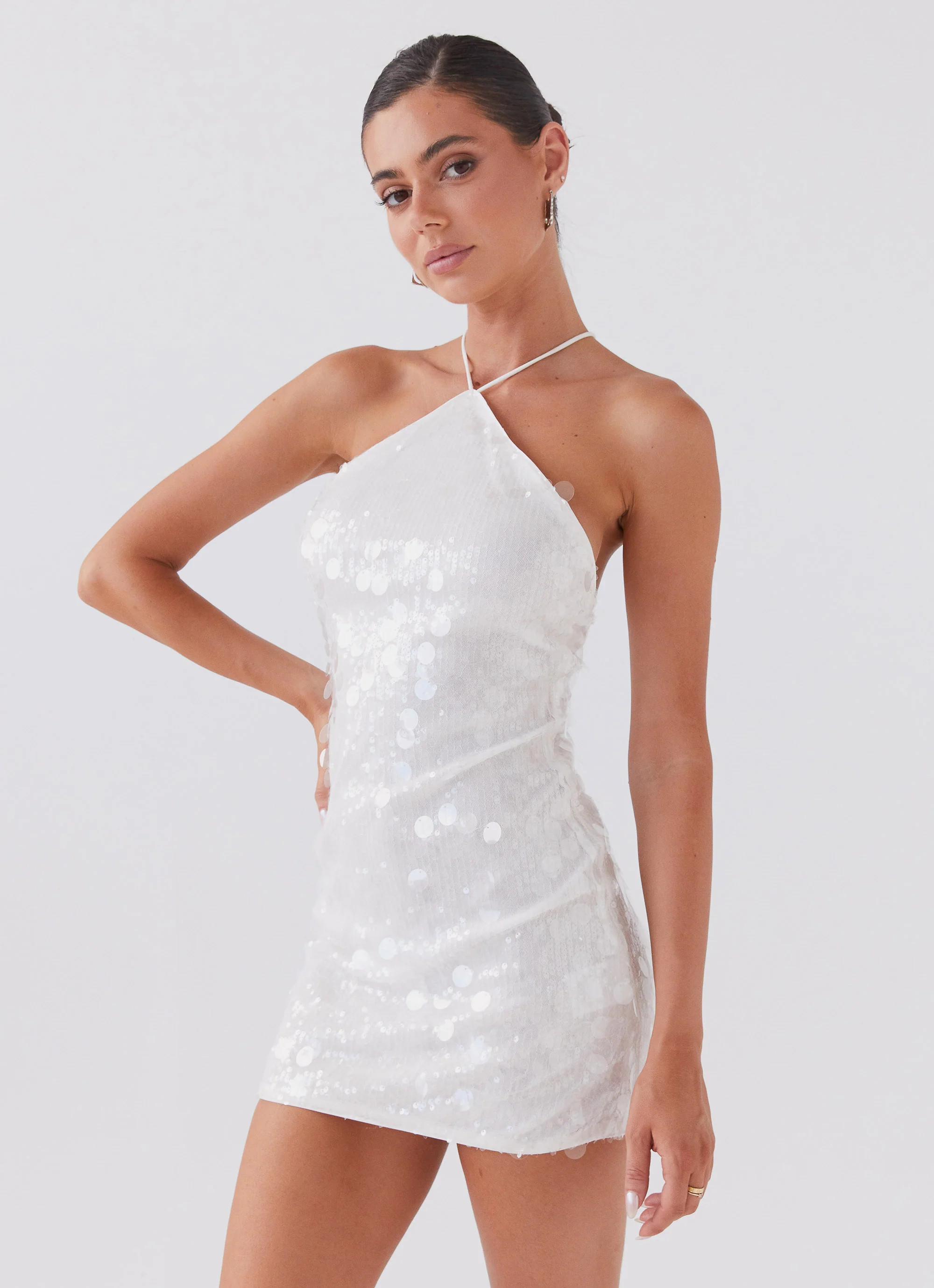 Glitz And Glamour Sequin Mini Dress - Crystal Cloud | Peppermayo (Global)