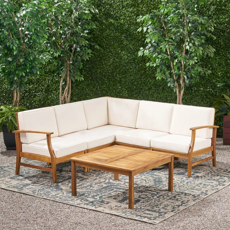 Apolito Solid Wood 4 - Person Seating Group with Cushions | Wayfair North America