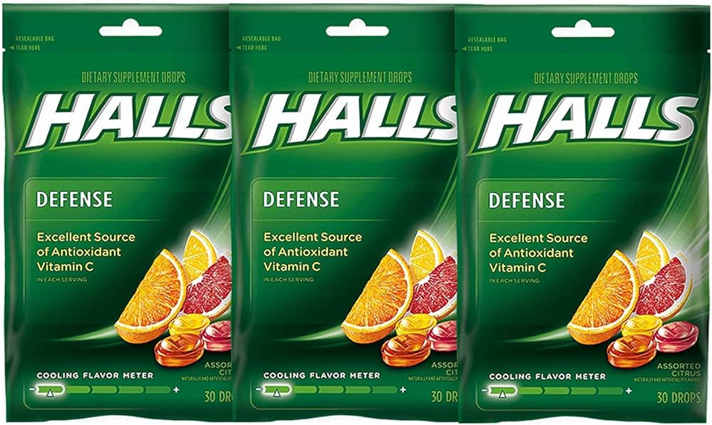 Halls Defense Vitamin C Drops Assorted Citrus - 30 ct, Pack of 3 | Amazon (US)