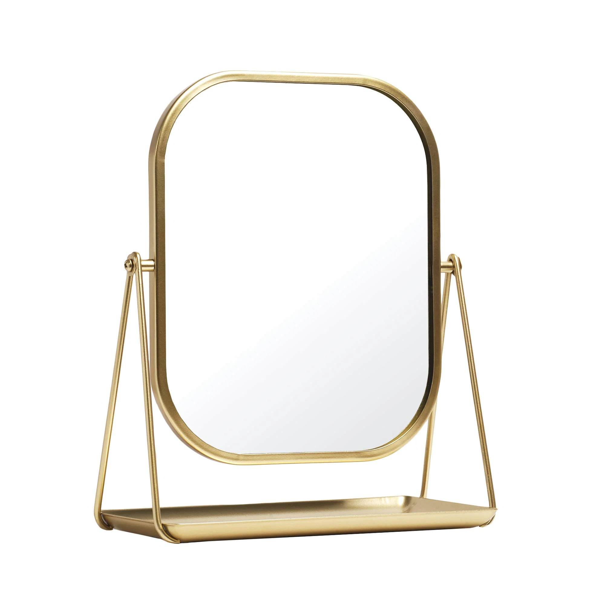Mainstay Round Edge Tabletop Easel Mirror with a Modern Gold Finish Vanity Mirror 7" x 5" | Walmart (US)