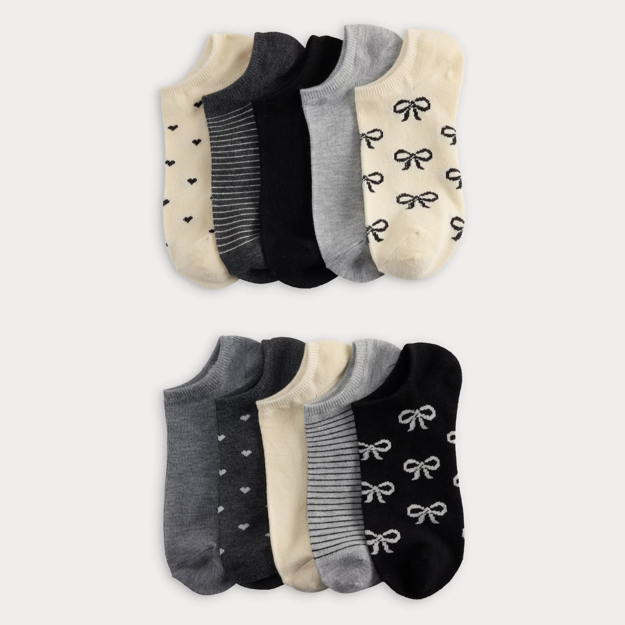 Women's Sonoma Goods For Life® 10-pk. Hearts & Bows No-Show Socks | Kohl's
