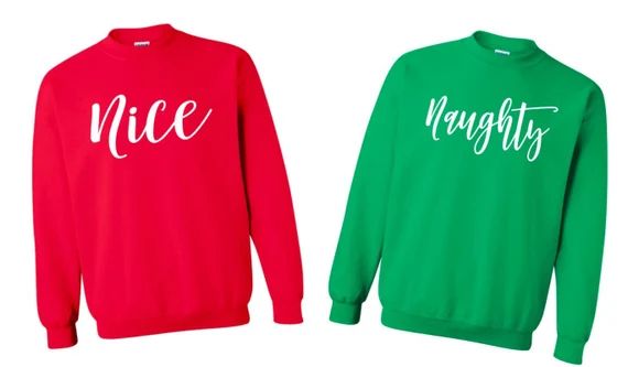 Nice Sweatshirt - Naughty Sweatshirt - Couples Christmas Sweatshirts - Friends Christmas Sweatshirt  | Etsy (US)