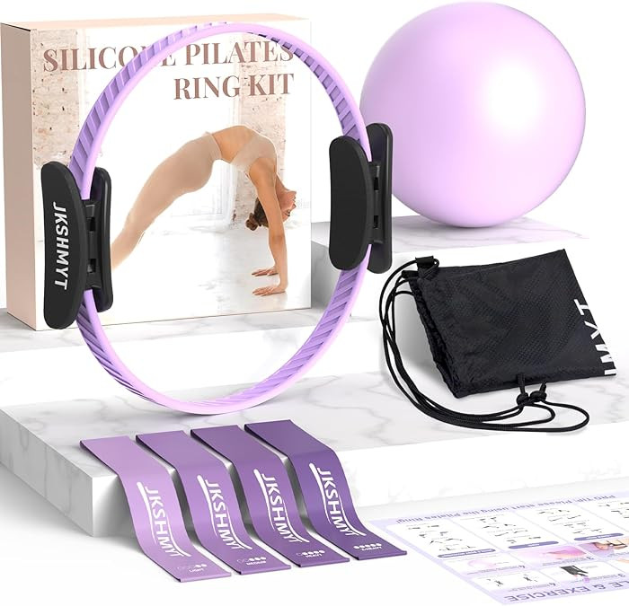Pilates Ring Kit for Women, Pilates Equipment – 14.5" Home Magic Circle Workout with Pilates Ba... | Amazon (US)