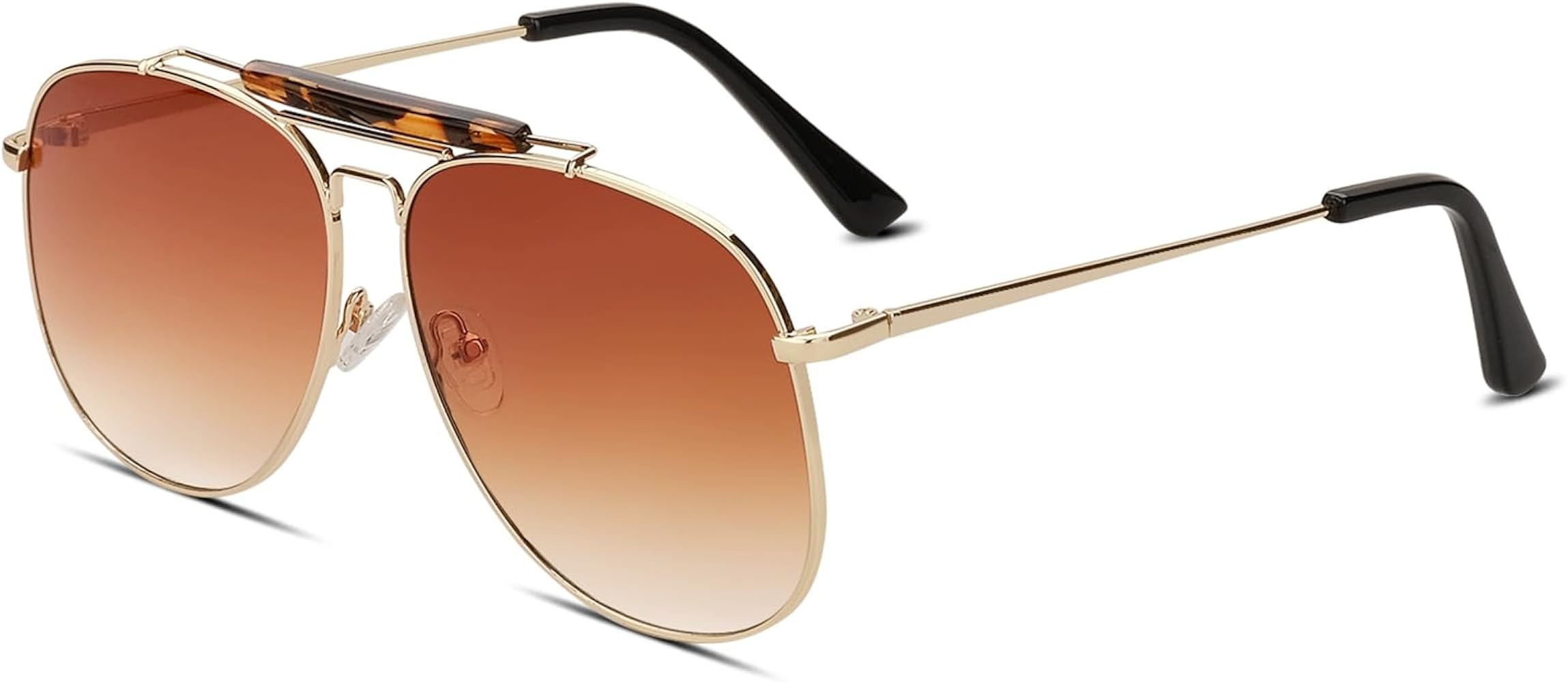 Freckles Mark Unique Retro Sunglasses for Womens Mens Double Bridge Aviator Sunglasses | Amazon (US)