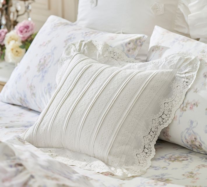 LoveShackFancy Lace Crochet Pillow Cover, 18"" x 18"", Neutral | Pottery Barn (US)
