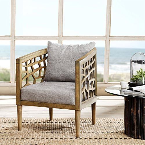 Ink+Ivy Crackle Accent Chairs - Rubber Solid Wood Frame, Oak Veneers, 27"W x 29"D x 32.5"H, Light... | Amazon (US)