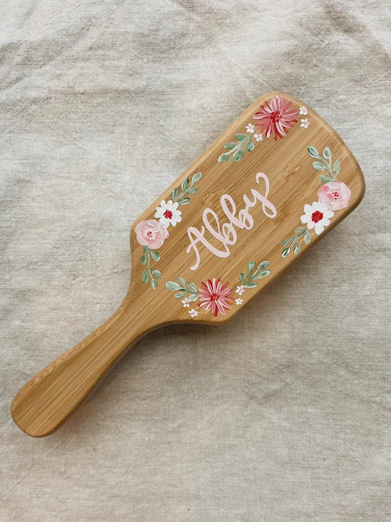 Personalized hand painted hairbrush with name | Etsy (Global)