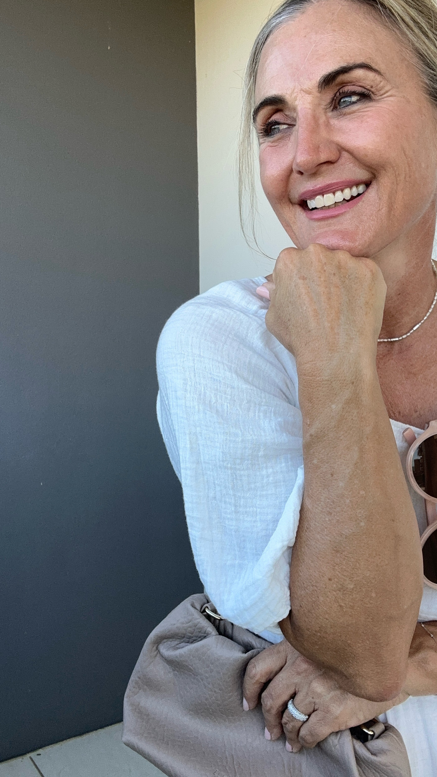 Casual white dress style with simple neutral accessories. 
Dress size small.

#LTKaustralia #LTKover50style #LTKdresses