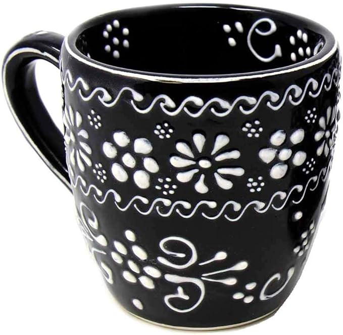 Encantada Handmade Hand-Painted Authentic Mexican Pottery Mugs (1-Pack, Ink) | Amazon (US)