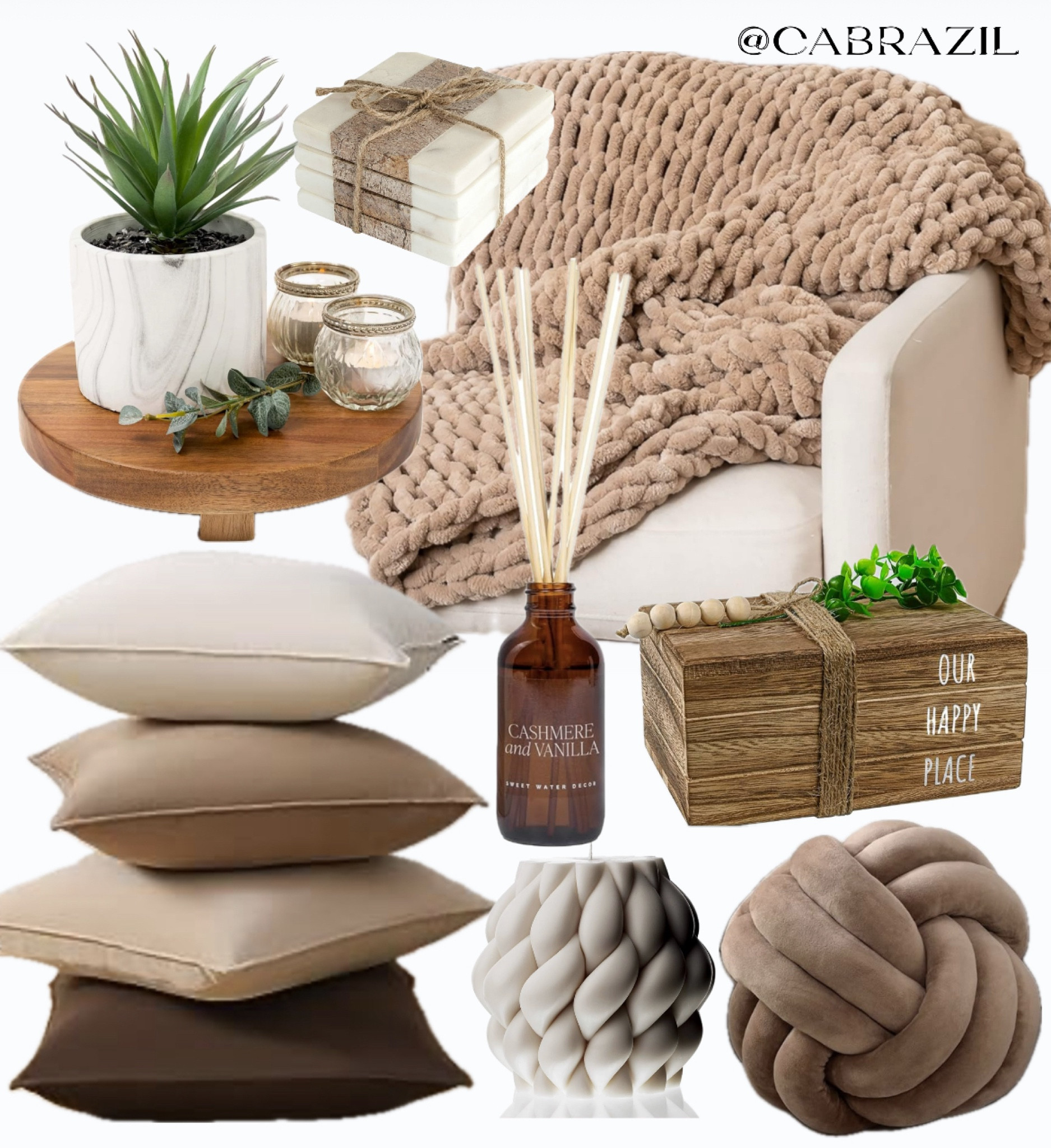 Brown and beige decor, cozy blanket that always looks so great. Also, I love this pillow and candle 

#LTKhome #LTKGiftGuide #LTKHoliday