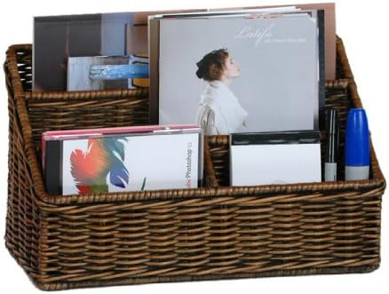 The Basket Lady Large Wicker Organizer Basket, 12.5 in W x 6 in D x 7.5 in H, Antique Walnut Brow... | Amazon (US)