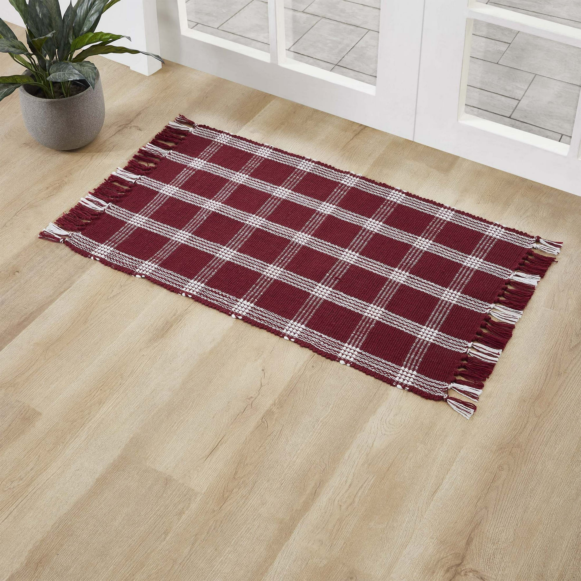 My Texas House Red Plaid Indoor/Outdoor Layering Rug, 24" x 38" | Walmart (US)