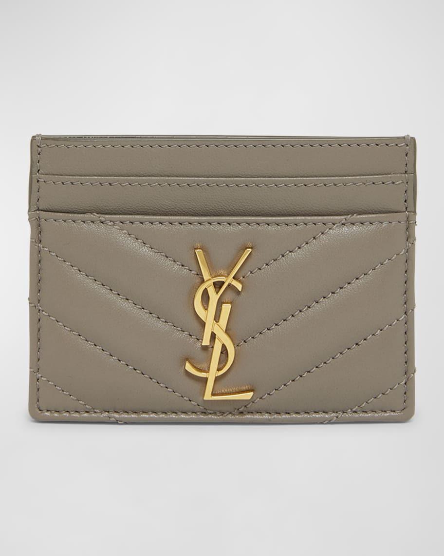 YSL Monogram Card Case in Quilted Smooth Leather | Neiman Marcus