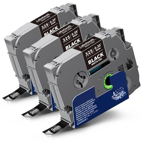 Labelwell 9mm 0.35 Inch Laminated White on Black Compatible with P Touch Label Tape TZ TZe-325 TZe325 Refills for Ptouch PT-H110 D200 D210 D220 D400 D610BT H103W Label Maker, 3-Pack | Amazon (US)