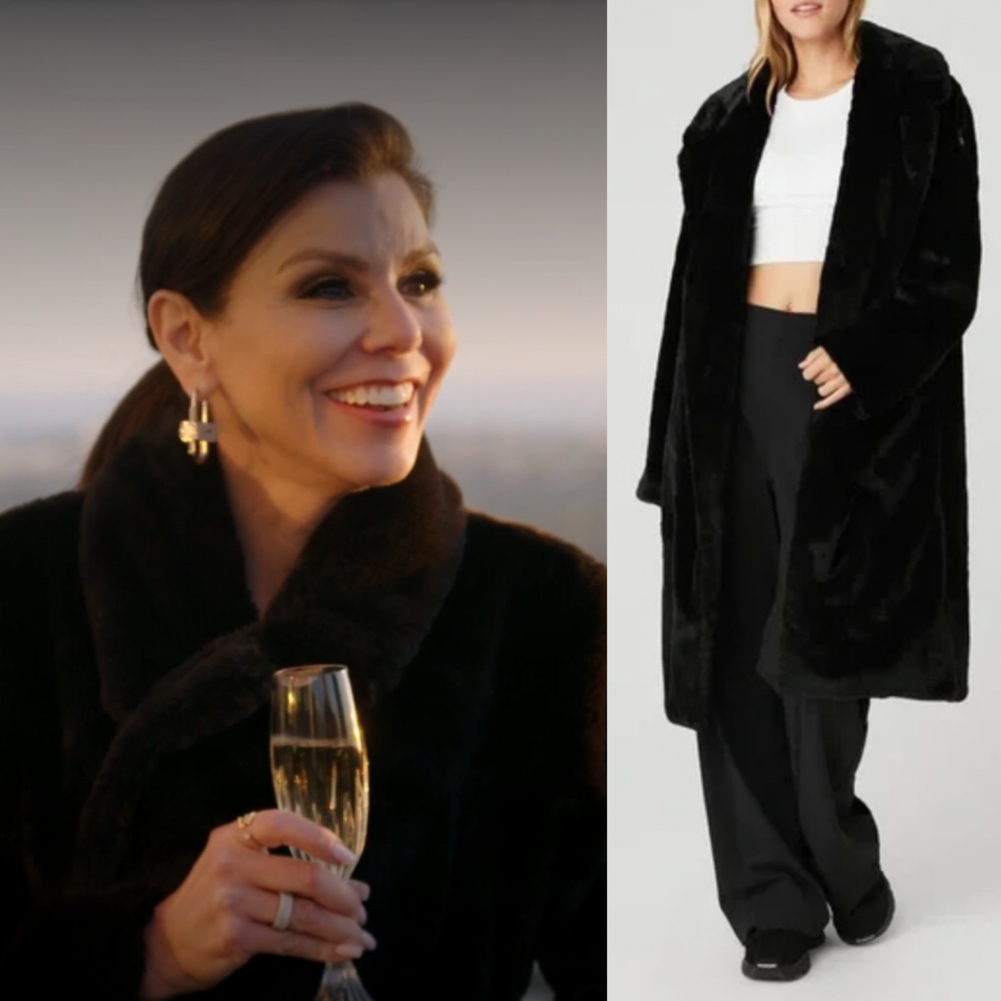 Heather Dubrow’s Black Faux Fur Long Coat