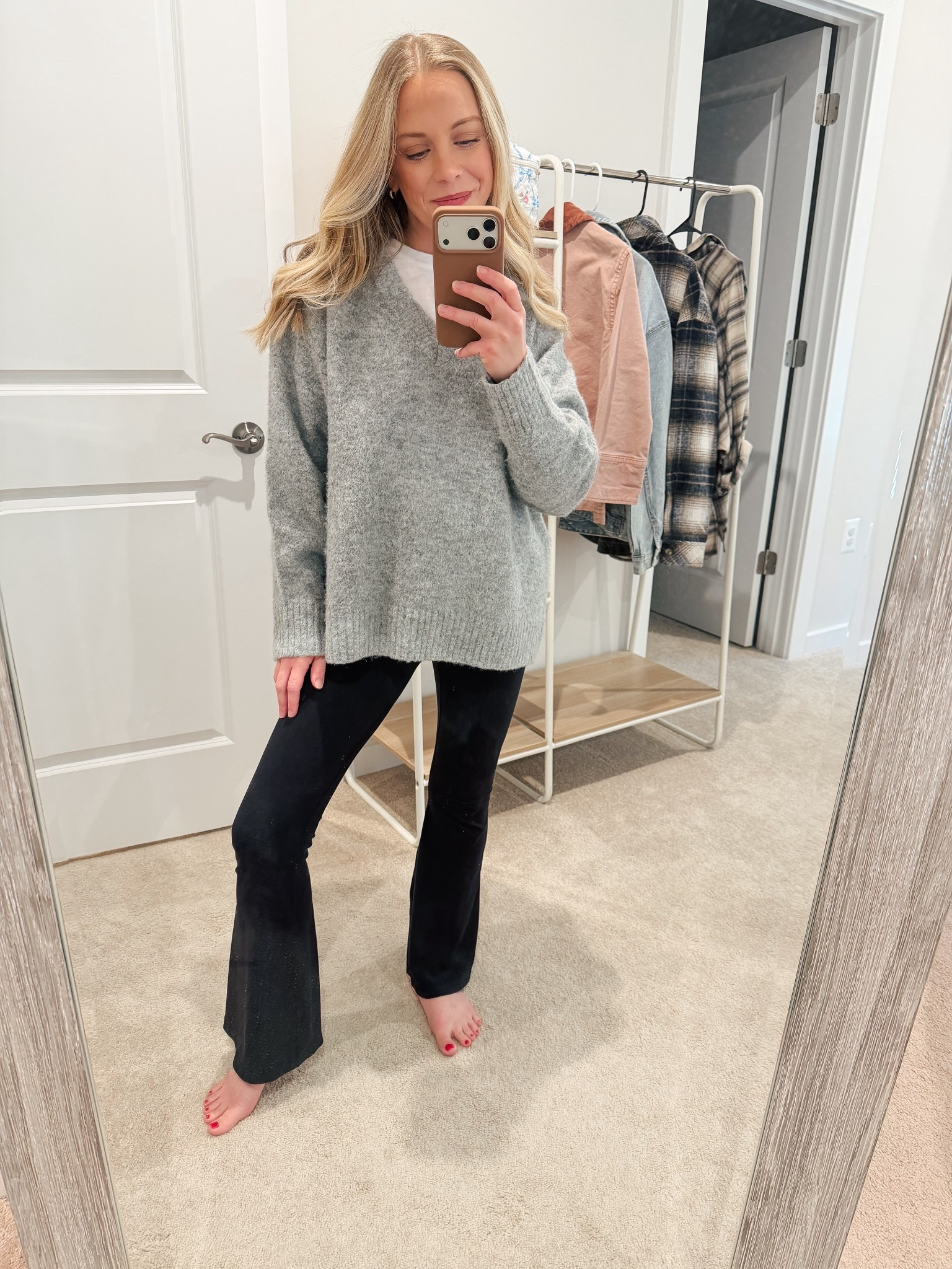 Easy, stay at home mom ootd 🤍 obsessed with this look and this sweater is so incredibly soft! 
• Abercrombie sweater-size xs
• Aerie flare leggings-size xs short

winter capsule wardrobe, easy outfit, winter outfit, causal winter outfit 

#LTKgrwm #LTKootd #LTKmomlife
