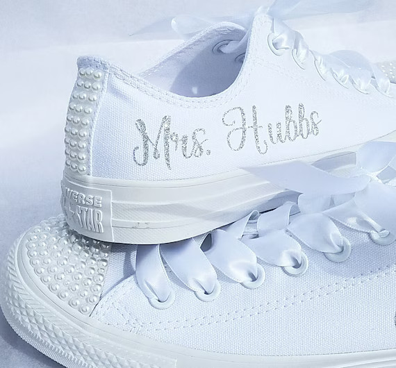 Wedding Converse All White Personalized Name Choose Glitter | Etsy | Etsy (US)