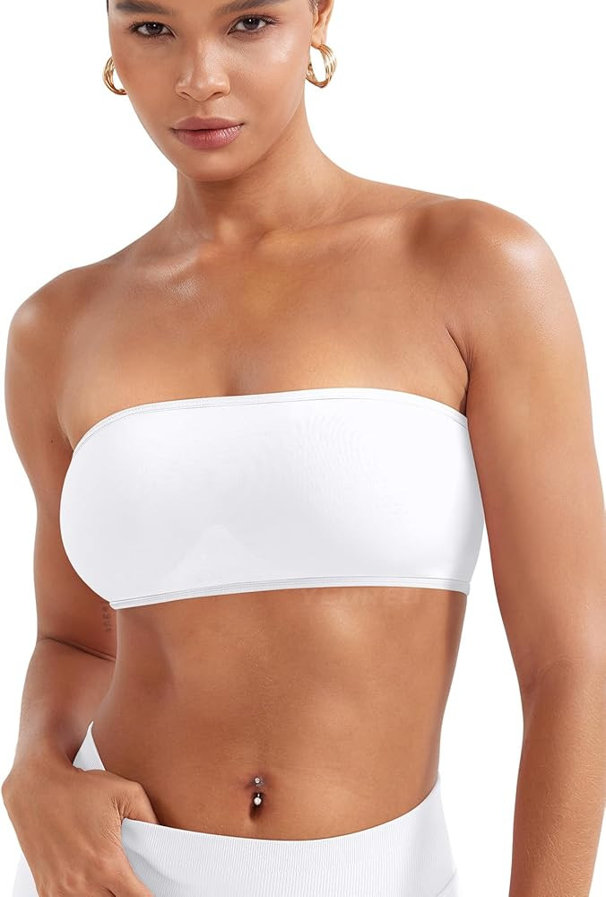 YEOREO CoreFlex Workout Bandeau Bra Non Slip Strapless Sports Bra Open Back Padded Tube Top Gym Y... | Amazon (US)