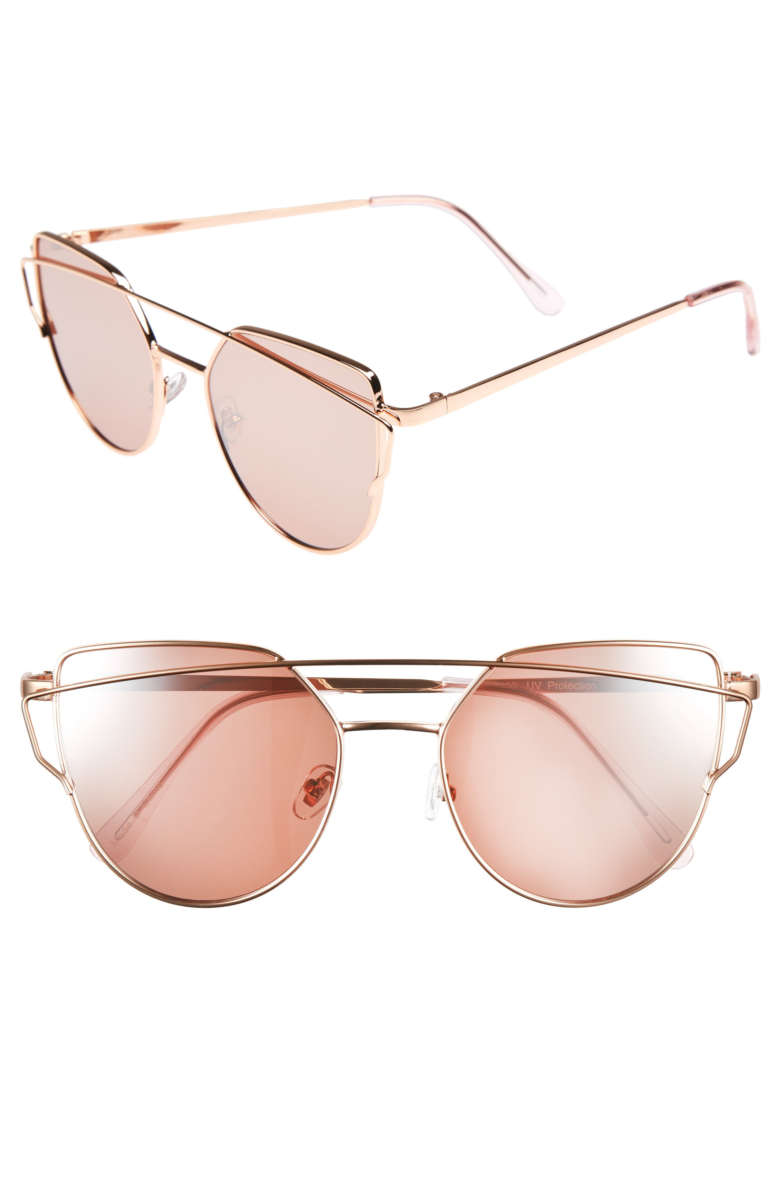 51mm Thin Brow Angular Aviator Sunglasses | Nordstrom