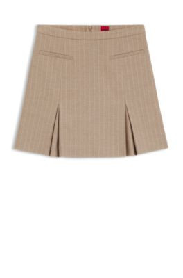 HUGO Mini skirt in pinstripe flannel - Beige Women's Mini Skirts size 0 | Hugo Boss (US)