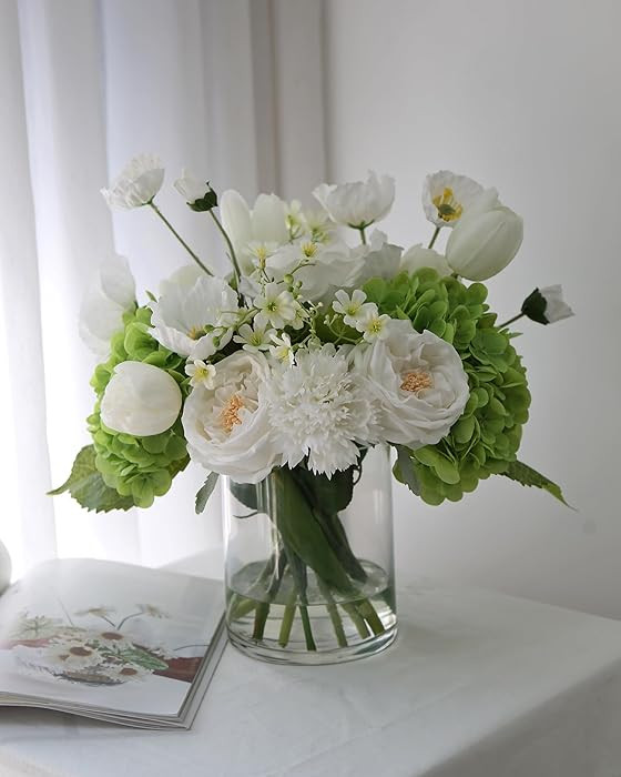 Chasmile Artificial Flower Arrangement in Glass Vase with Realistic Fixed Water – Lifelike Rose... | Amazon (US)