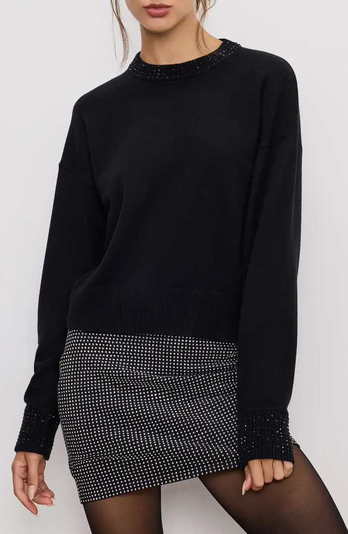Good American Crystal Crewneck Sweater | Nordstrom | Nordstrom