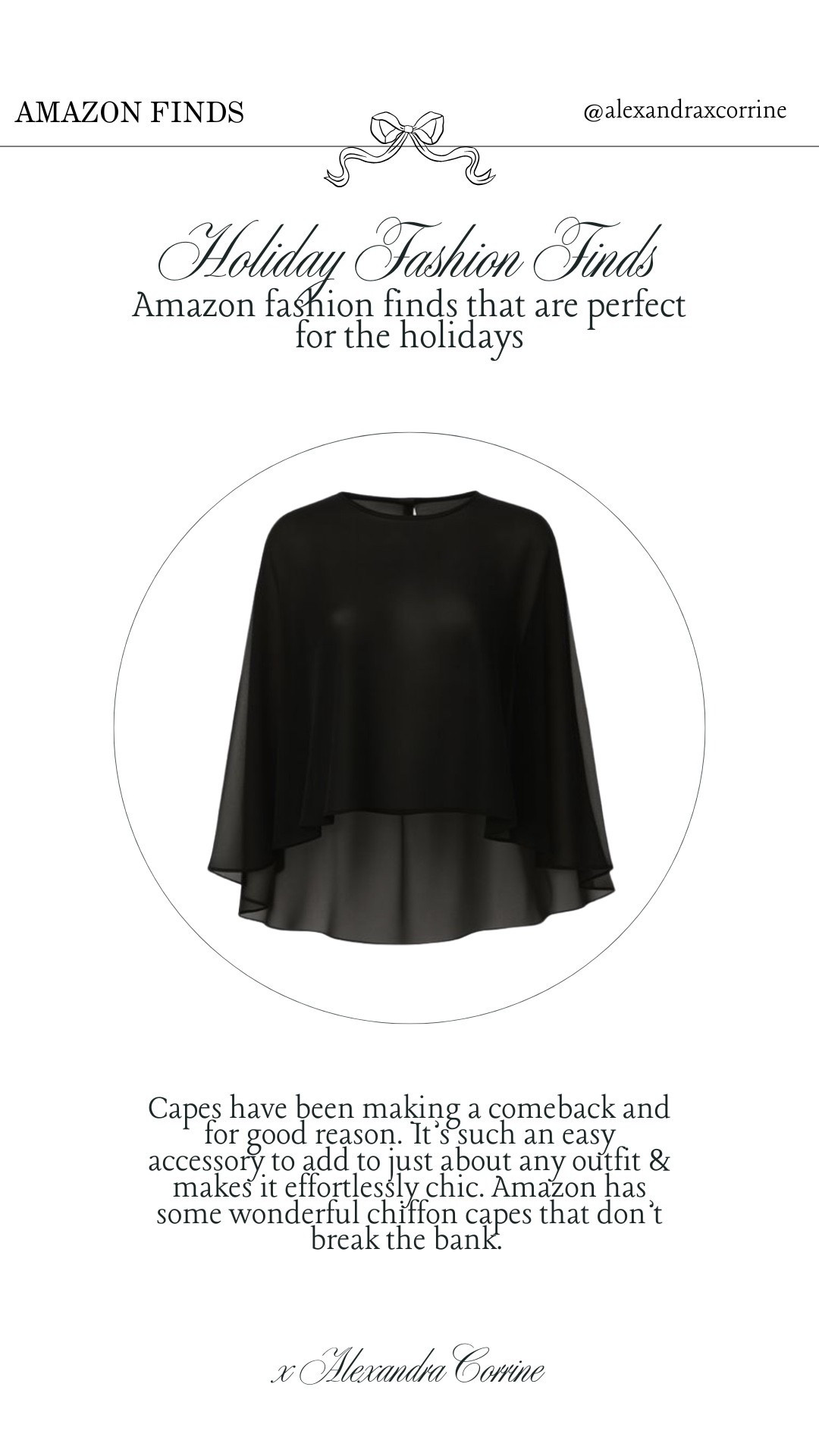 Chic Amazon holiday fashion finds 🤍❄️

Holiday outfit inspo, Christmas party outfit ideas, chic style inspo, amazon fashion finds, amazon accessories, formal wear, bougie on a budget, cape, chiffon, shawl, wrap

#LTKSeasonal #LTKHoliday #LTKFindsUnder50