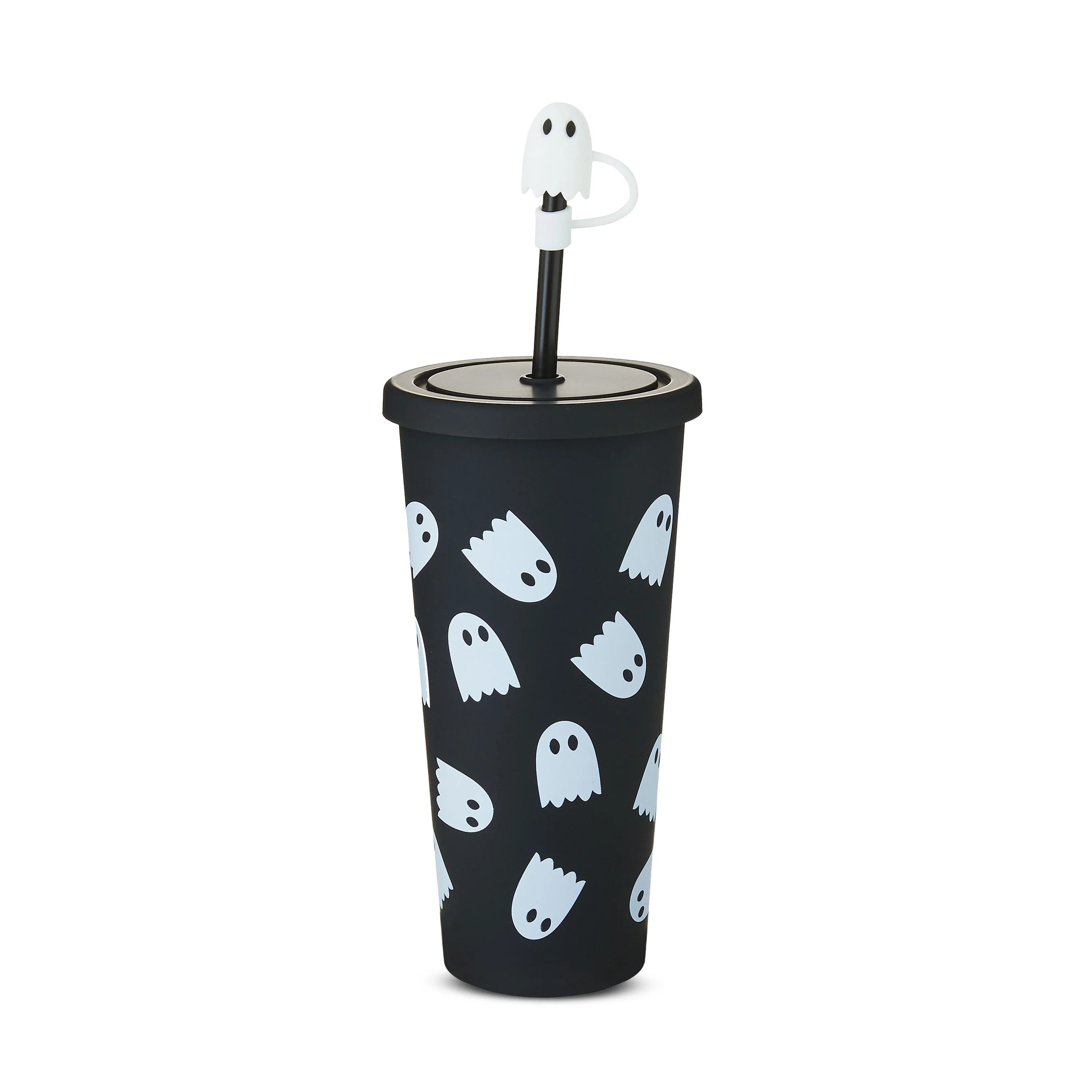 Halloween Black and White Ghosts Tumbler with Straw and Straw Cover, by Way To Celebrate | Walmart (US)