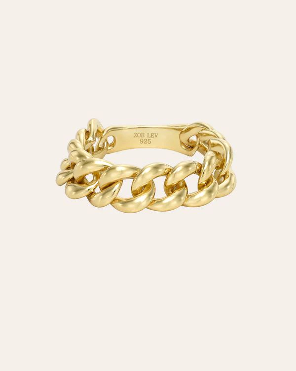 Gold Vermeil Cuban Link Ring | Zoe Lev Jewelry