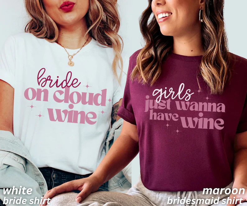 Wine Bachelorette Shirts, Funny Bachelorette Shirts, Retro Wine Bachelorette, Bride on Cloud Wine... | Etsy (Global)