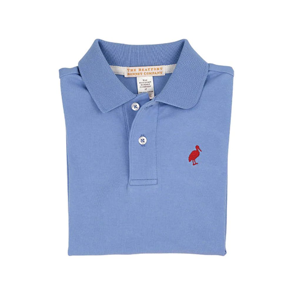 Prim & Proper Polo & Onesie - Barbados Blue with Richmond Red Stork | The Beaufort Bonnet Company