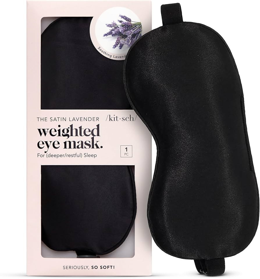 Kitsch Weighted Satin Sleep Mask - Weighted Eye Mask for Sleeping and Travel - Lavender Sleeping ... | Amazon (US)