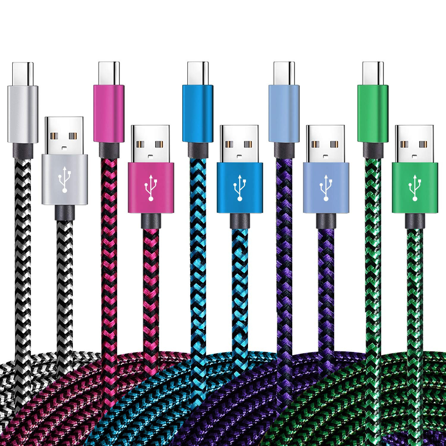 Teeind USB Type C Cable Fast Charging, Tpc001 5 Pack(6Ft 3A) Braided C Charger Cables Compatible ... | Amazon (US)