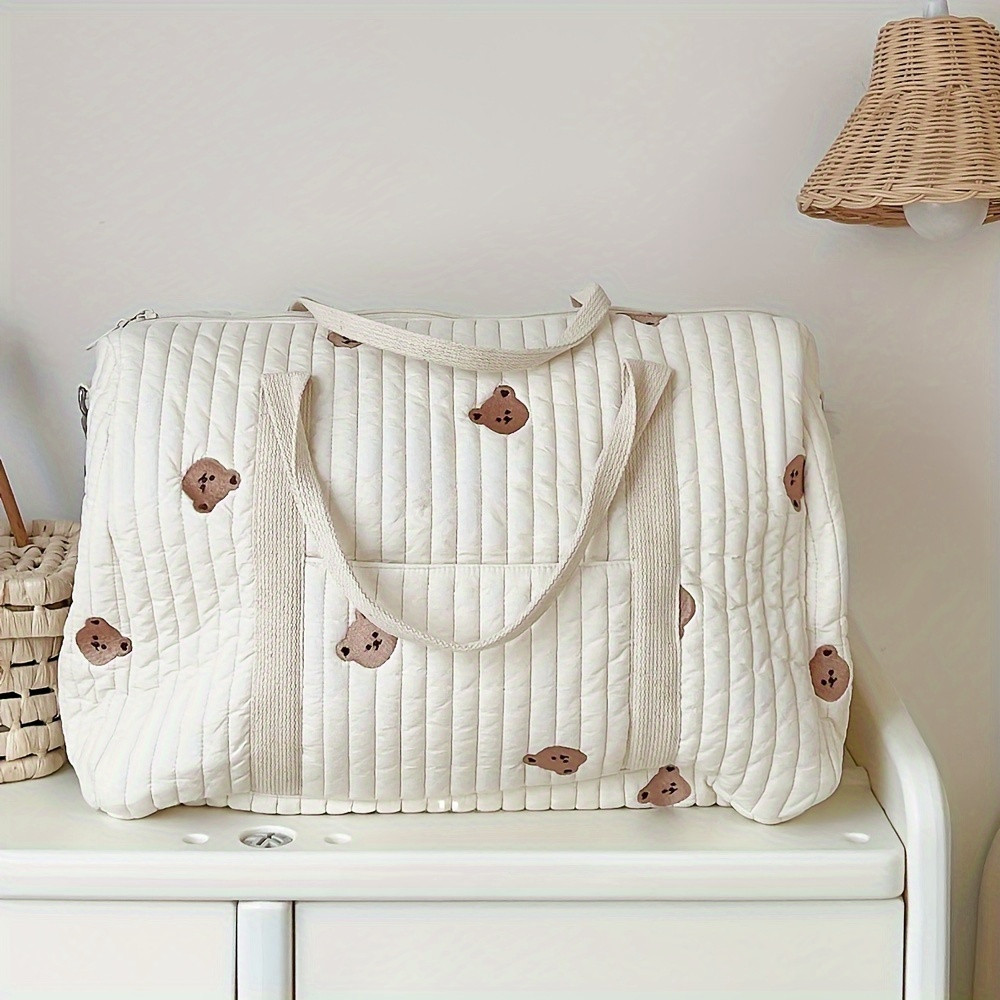 large capacity quilted diaper bag cute bear embroidery - Temu | Temu Affiliate Program