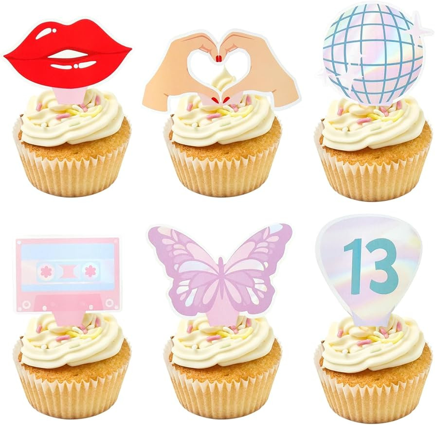 24Pcs Colorful Multicolored Music Singer Cupcake Toppers Concert Party Cake Decoration Bridesmaid... | Amazon (US)