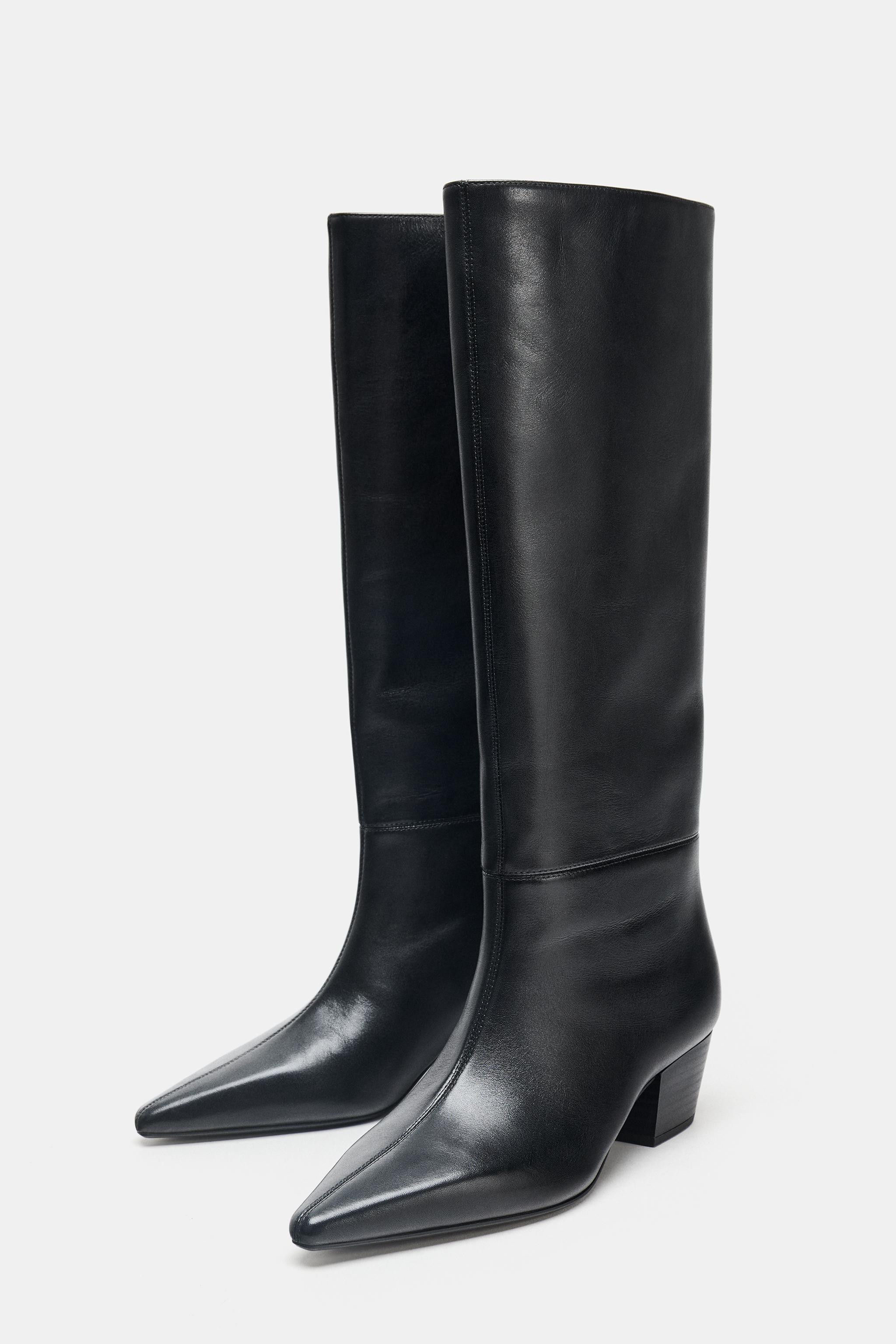LEATHER HEELED BOOTS | Zara AU