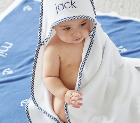 Gingham Baby Hooded Towel | Pottery Barn Kids
