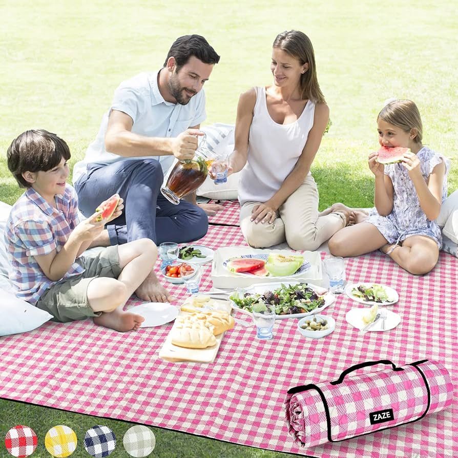 Picnic Blanket Waterproof Sandproof, 80''x80'' 3-Layer Cute Compact Extra Large Machine Washable ... | Amazon (US)