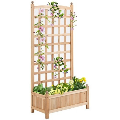 Outsunny 24" x 12" x 49" Raised Garden Bed, Planter with Trellis Board Back & Strong Wooden Design | Target