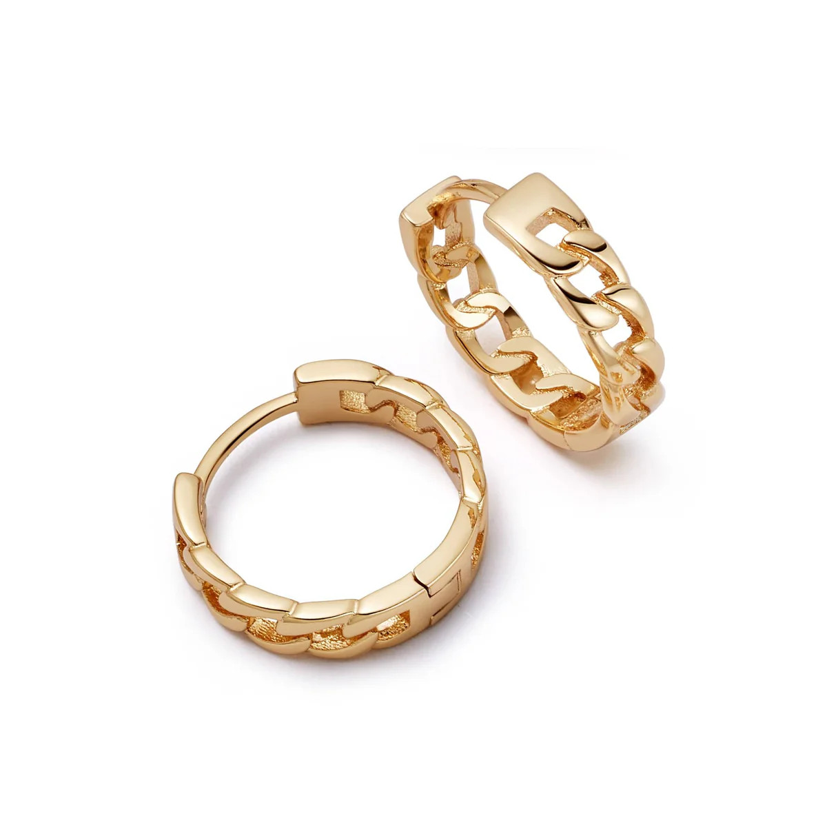 Polly Sayer Chain Hoop Earrings 18ct Gold Plate | Daisy London Jewellery