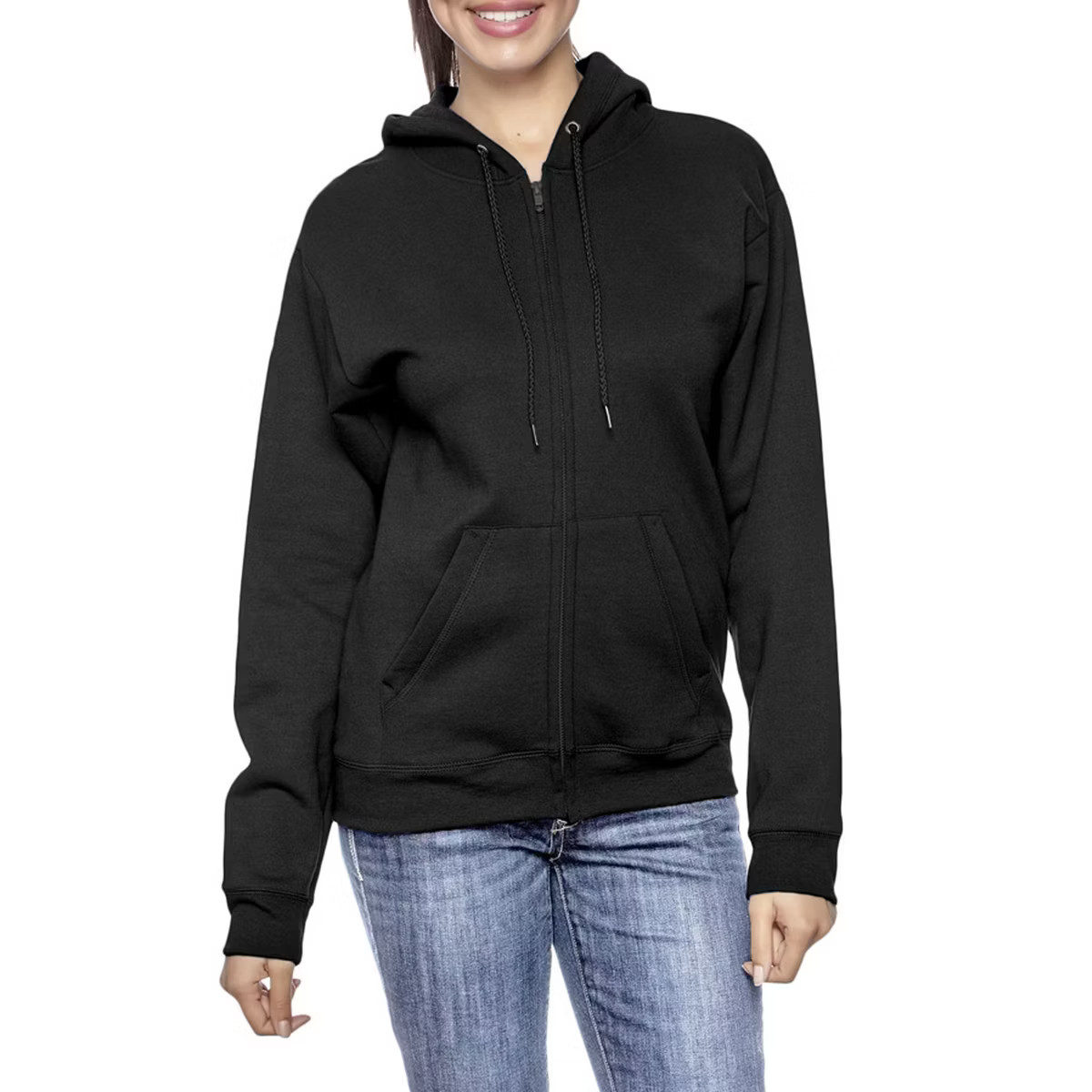 Blue Ice Apparel Women's Loose Fit Fleece-Lined Full-Zip Hoodie - Black, Medium | Target