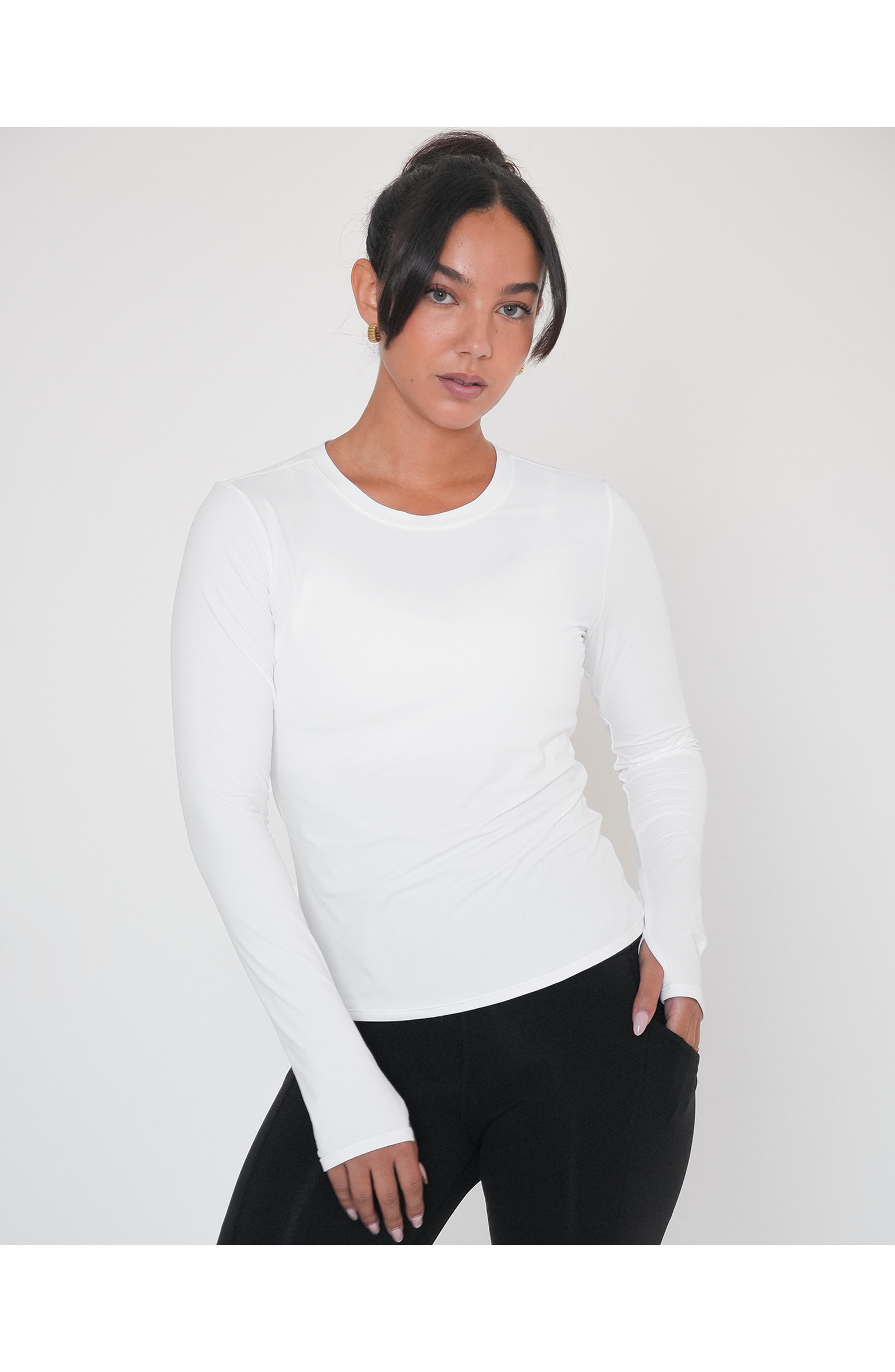 Raya Mid Length Compression Nylon Long Sleeve Top | Nordstrom