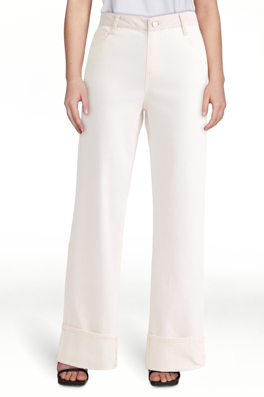 Time and Tru Women's High Rise Colorblock Straight Leg Cuffed Jeans, 29" Inseam, Sizes 2-20 | Walmart (US)