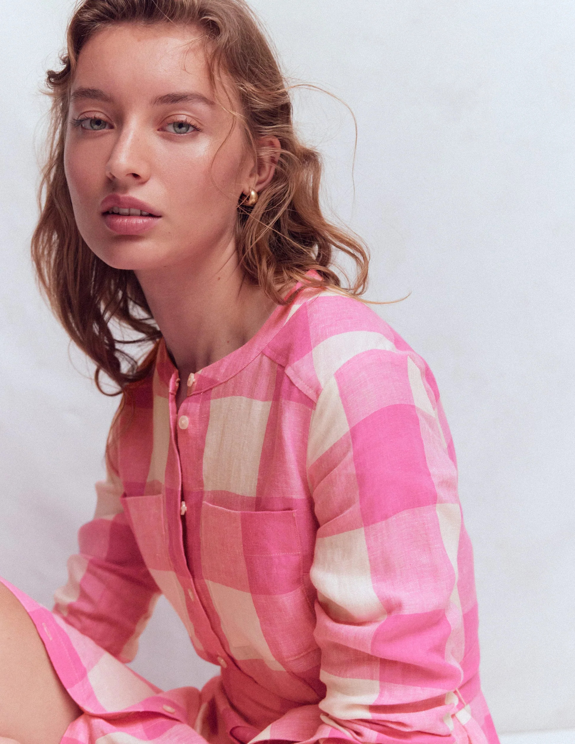 Mollie Linen Shirt Dress-Pink Punch Gingham | Boden (US)