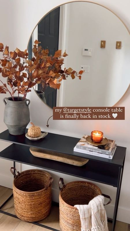My Target black metal console table is back in stock. Perfect for a small entryway. Affordable yet stylish! 
Fall entryway styling, console table styling 

#LTKhome #LTKHoliday #LTKSeasonal