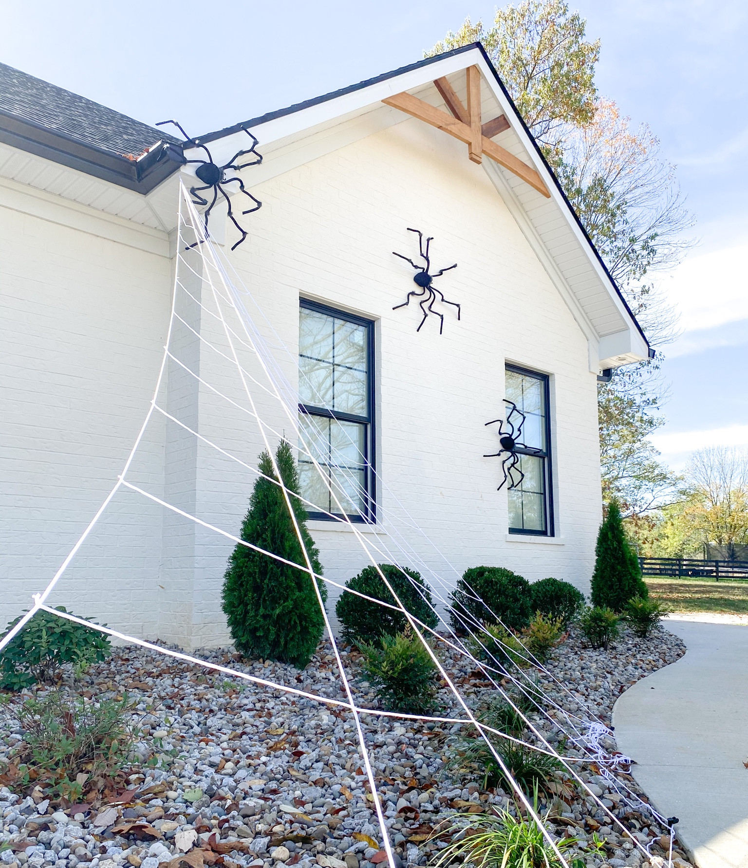 Outdoor Halloween decor, spider web and black spiders, affordable easy simple seasonal decoration, target finds, easy instal application, use with command strips, Midwest Kentucky holiday decor outside

#LTKSeasonal #LTKhome #LTKHalloween