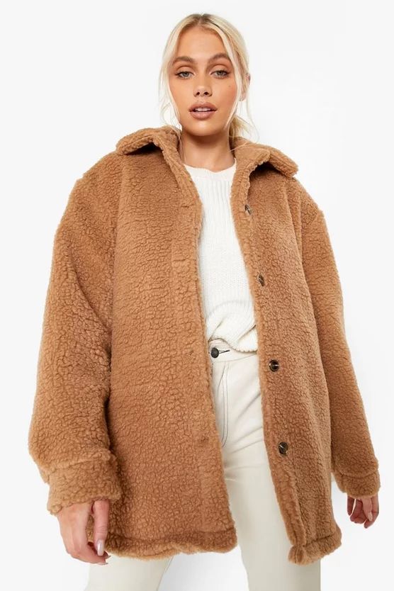 Teddy Faux Fur Oversized Jacket | Boohoo.com (UK & IE)