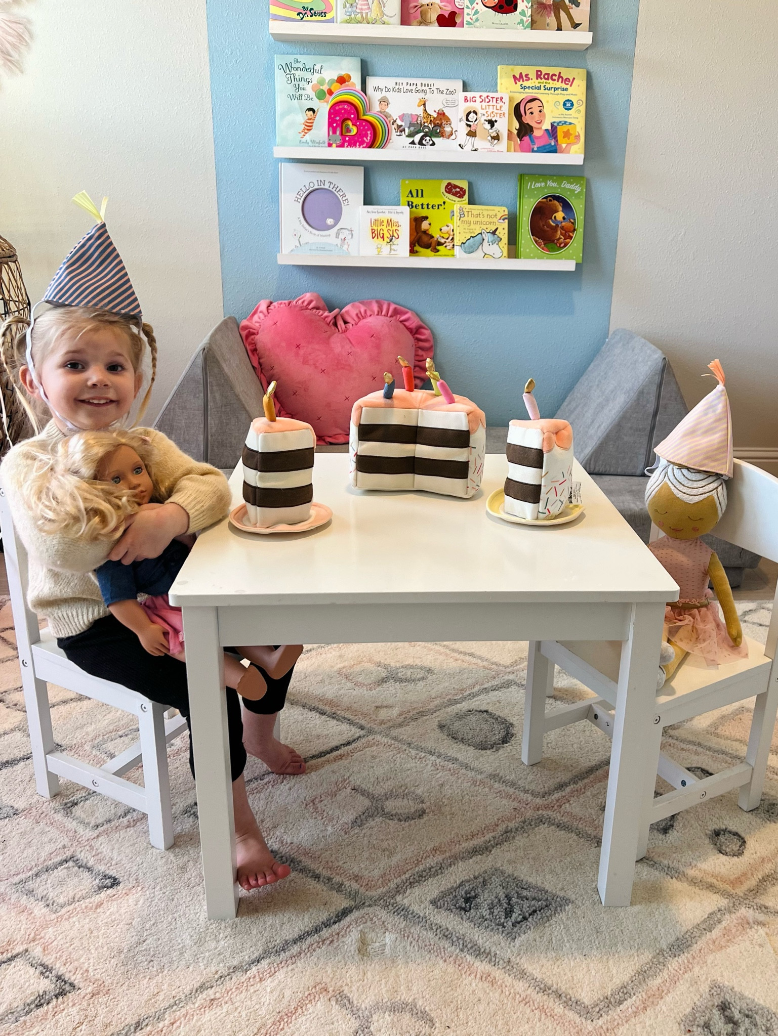 Loving our new birthday cake play set! Comes with two  party hats, plates and a velcro plush cake 🎉 
play cake set/ play kitchen toys/ playroom/ playroom toys/ toddler toys/ kids birthday gift guide/ pretend play 

#LTKKids #LTKFamily #LTKParties